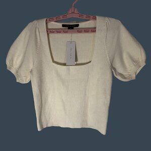 French Connection Jaida Top M Summer White Wool Blend MSRP $98